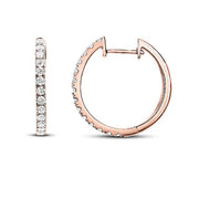 14K Rose Gold Diamond Huggie Hoops